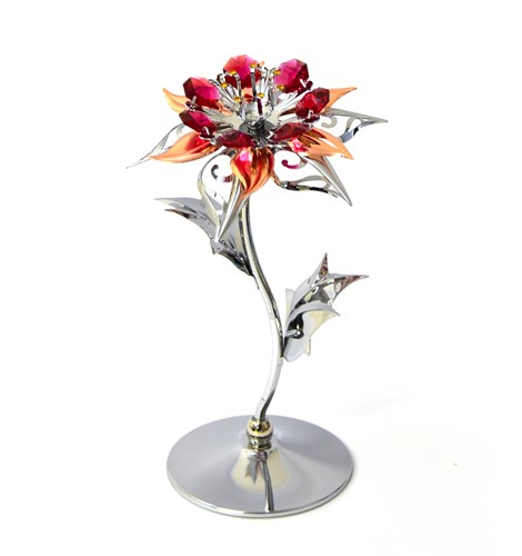 Chrome Christmas Poinsettia Free Stand w/ Swarovski | Mascot USA
