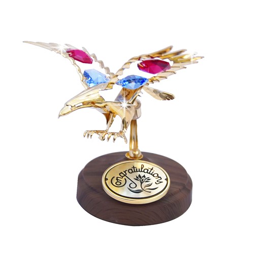 24k Gold Plated Eagle "Congratulations" Ornament  w/ Swarovski
