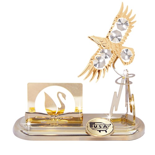 Gold Eagle/Mountain Business Card Holder W/"Usa" (Custom Logo) | Mascot USA