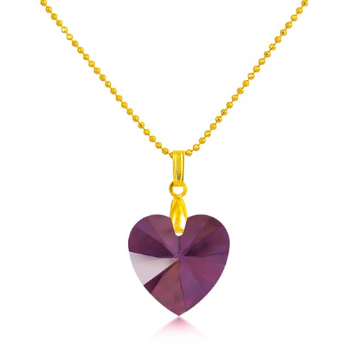 February Birthstone Swarovski Crystal Heart Pendant Necklace with Gift Box