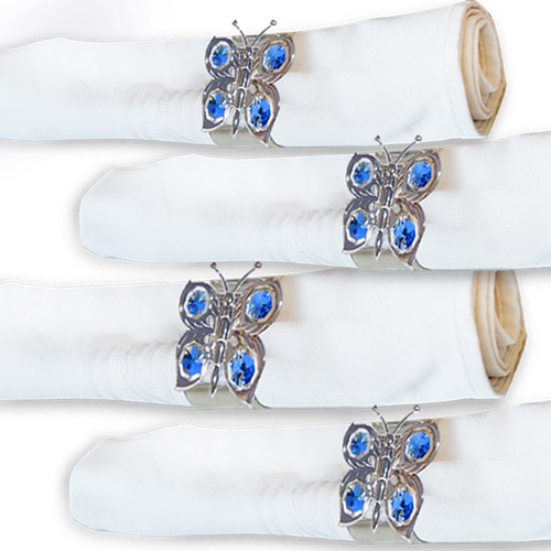 Chrome Plated Butterfly Napkin Ring with w/ Swarovski Crystal| Mascot USA