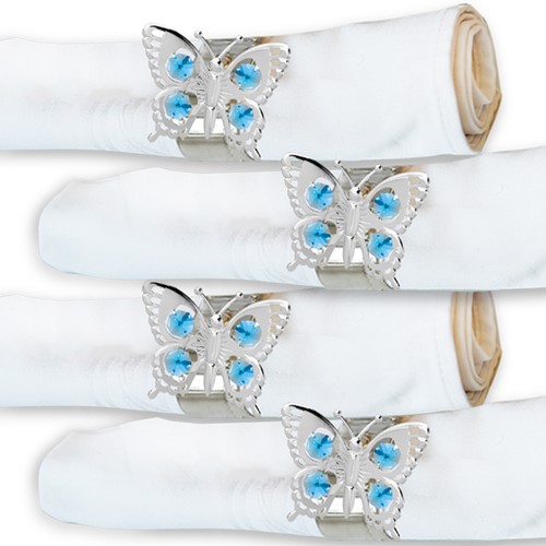 Chrome Plated Butterfly Napkin Ring with w/ Swarovski Crystal| Mascot USA