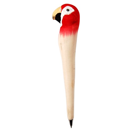 One Of A Kind Red Parrot Hand Carved Wood Pens