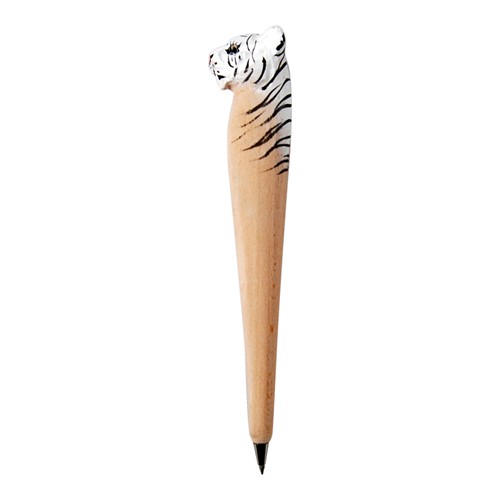 One Of A Kind Tiger (White) Hand Carved Wood Pens