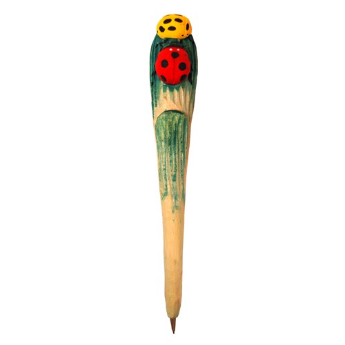 One Of A Kind Large Lady Bugs Hand Carved Wood Pens