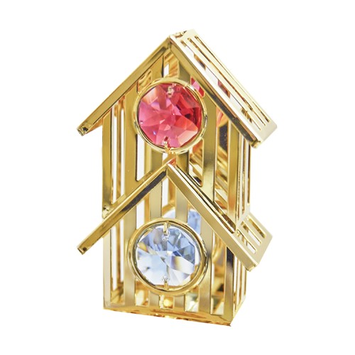 24K Gold Plated Bird House Tabletop Free Standing  with Swarovski Crystal | Mascot USA