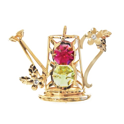 24K Gold Plated Watering Can Tabletop Free Standing  with Swarovski Crystal| Mascot USA