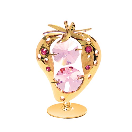 24K Gold Plated Stawberry Tabletop Free Standing  with Swarovski Crystal| Mascot USA