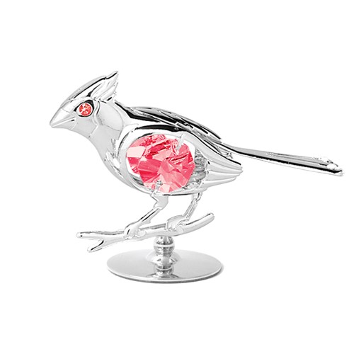 Chrome Plated Cardinal Tabletop Free Standing  with Swarovski Crystal| Mascot USA