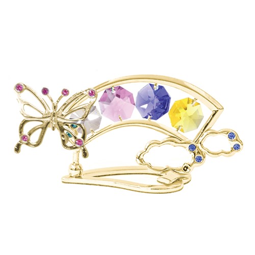 Gold Plated Rainbow w/Butterfly Tabletop Free Standing  with Swarovski Crystal | Mascot USA