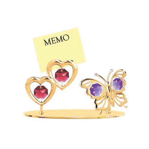 Gold Plated Twin Heart/Butterfly Tabletop Free Standing  with Swarovski Crystal | Mascot USA