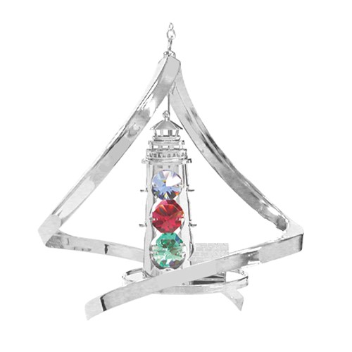 Chrome Plated Lighthouse Spiral Sea Life Ornament  with Swarovski Crystal | Mascot USA