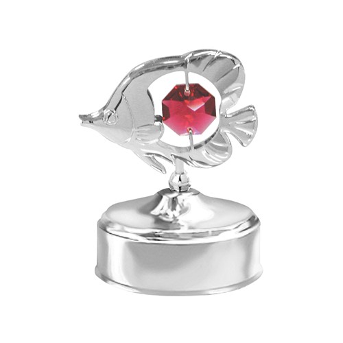 Chrome Plated Fish Music Box with Swarovski Crystal | Mascot USA