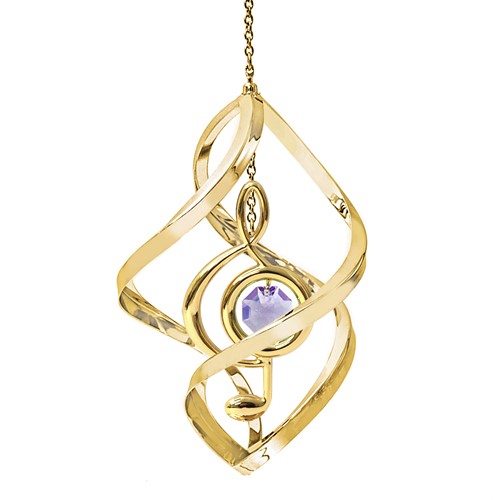Gold Plated Treble Clef Ornament with Swarovski Crystal | Mascot USA