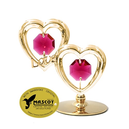 Gold Twin Hearts w/ "Love" Tabletop Free Standing w/Swarovski Crystal | Mascot USA