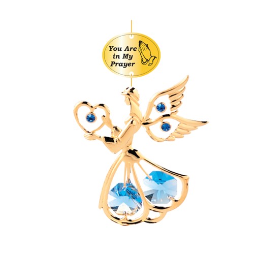 Gold Plated Angel w/Logo Ornament w/ Swarovski Crystals | Mascot USA