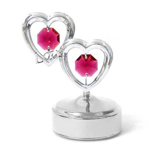 Gold Plated Twin Hearts w/ "LOVE" Music Boxes w/ Swarovski Crystals | Mascot USA