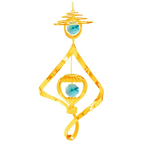 Gold Plated Hot Air Balloon Top Spiral Ornament w/ Swarovski Crystal | Mascot USA