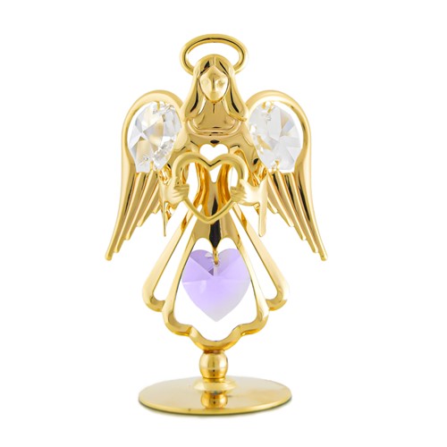 24k Gold Plated Guardian Angel w/ Heart, Swarovski Crystal| Mascot USA