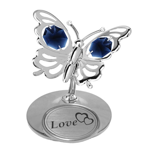 Chrome Plated Mini Butterfly on Stand w/Logo w/ Swarovski Crystal | Mascot USA