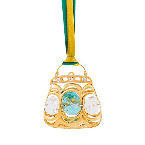 24K Gold-Plated Purse w/ Swarovski Crystals and Ribbon (Green)