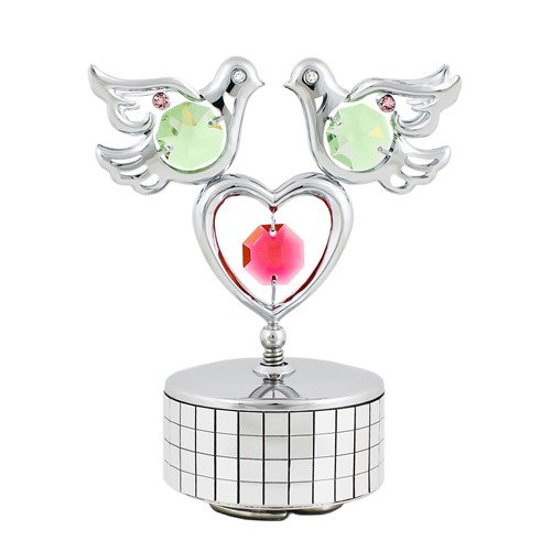 MINI DOVES & HEART - MIRROR MINI MUSIC BOX