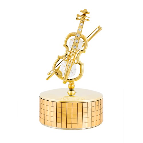 VIOLIN - MIRROR MUSIC BOX W/SWAROVSKI CRYSTALS(CL)