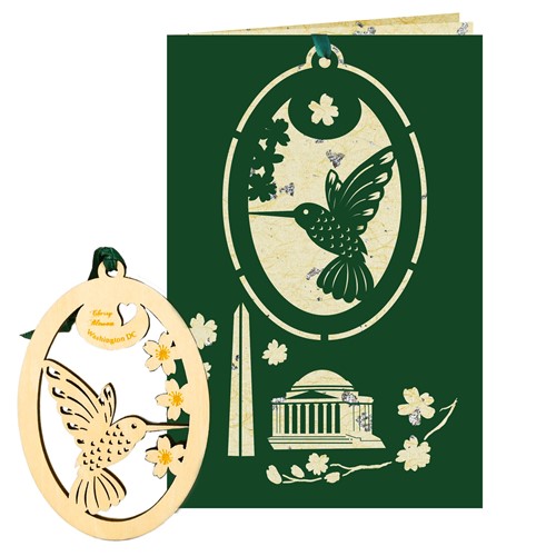 DC Paper Ornament/Bookmark w/ Card, Wooden Ornament, Gold Speck Paper Card