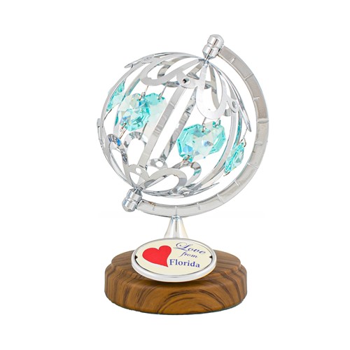Chrome Spinning Globe Desktop Figurine w/ Logo "Florida"