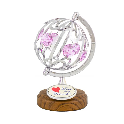 Chrome Spinning Globe Figurine w/Logo "Love from Orlando"