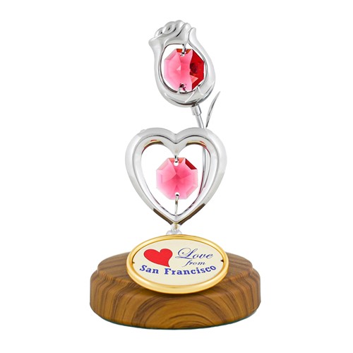 Chrome Rose/Heart w/ Logo "Love from San Francisco" Swarovski Crystals