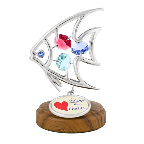 Chrome Plated Fish Free Standing w/ Swarovski Crystals "Love from Florida"