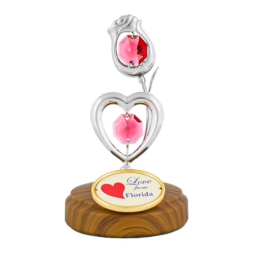 Chrome Rose/Heart w/ Logo "Love from Florida" Swarovski Crystals