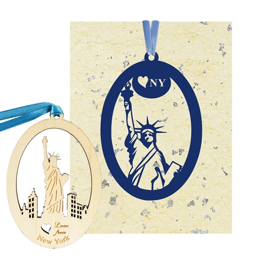 NYC Paper Ornament/Bookmark, Wooden Ornament, Gold Speck Paper Card