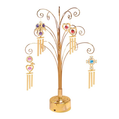 24K Gold Plated Rotating Ornament Display Rack Tree (18"H)