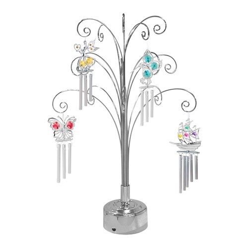 Chrome Plated Rotating Ornament Display Rack Tree (18"H)