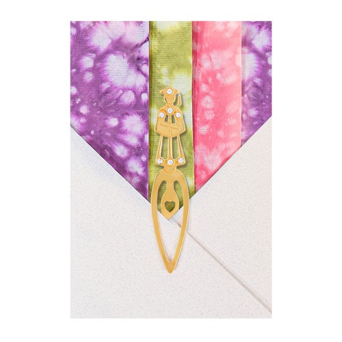 Gold-Plated Graduation Bookmark w/ 12 Handmade Batik Paper Notes & Envelopes