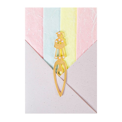 Gold-Plated Graduation Bookmark w/ 12 Handmade Fiber Paper Notes & Envelopes