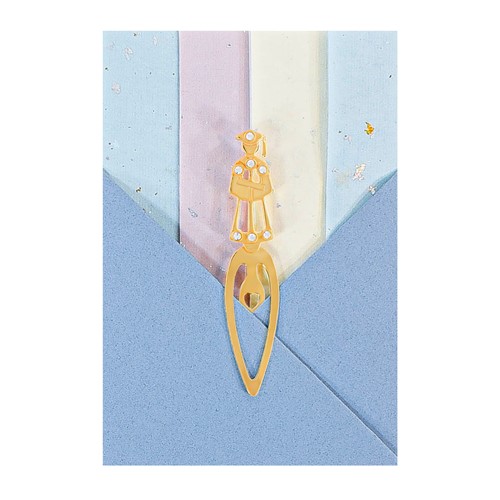Gold-Plated Graduation Bookmark, 12 Gold/Silver-Specked Paper Notes & Envelopes