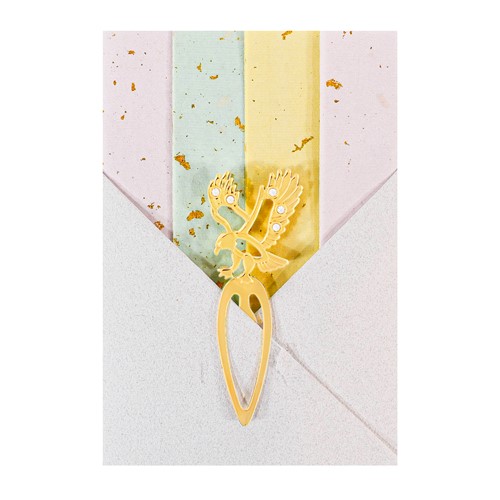 Gold-Plated Eagle Bookmark, 12 Gold/Silver-Specked Paper Notes & Envelopes