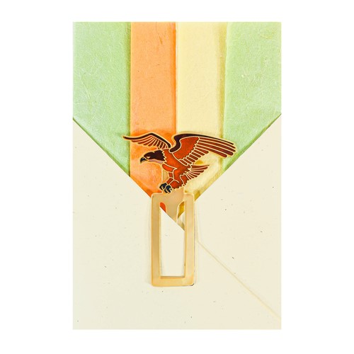 Gold-Plated Eagle Bookmark, 12 Fiber Paper Notes & Envelopes