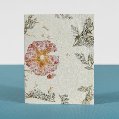 Round Flower Pressed Xuan Paper Handmade Greeting Card (2 Sizes)