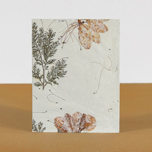Brown Flower Pressed Xuan Paper Handmade Greeting Card (2 Sizes)