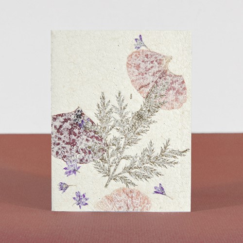 Brown Flower Pressed Xuan Paper Handmade Greeting Card (2 Sizes)