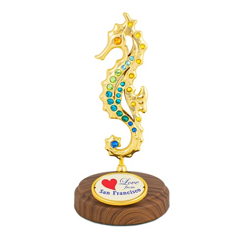 24K Gold Plated Seahorse "Love from San Francisco" Logo w/ Swarovski Crystals