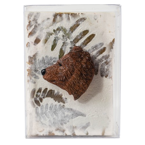Wildlife Gift Box w/ Brown Bear Magnet, 5 Natural Fern Paper Cards, 6 Envelopes