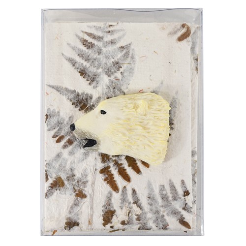 Wildlife Gift Box w/ Polar Bear Magnet, 5 Natural Fern Paper Cards, 6 Envelopes