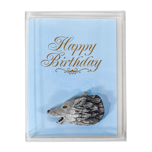 Single Card Birthday Gift Box w/ Wolf Magnet, Happy Birthday Card, and Envelope