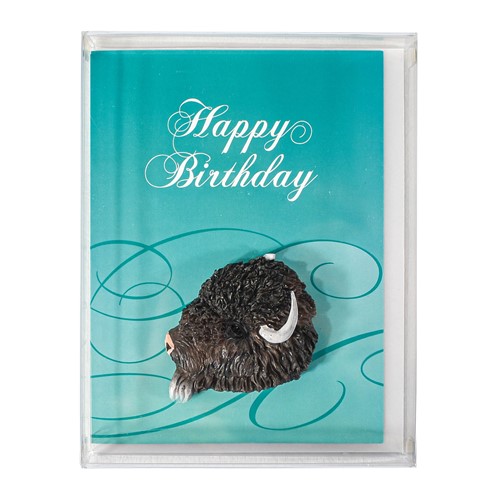 Buffalo Magnet, Happy Birthday Card, Envelope Gift Box