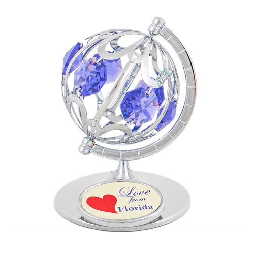 Chrome Small Spinning Globe Swarovski Crystals "Love from Florida" (5 Colors)